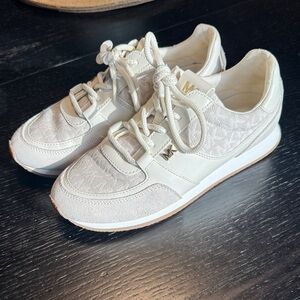Michael Kors Cream & White Logo-Panel Sneakers